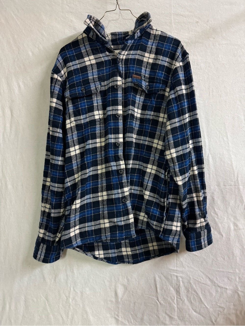 Orvis Heavyweight Blue Plaid Flannel Shirt Men’s Medium